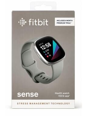 Fitbit Sense Health Smartwatch Sage Gray/Silver GPS ECG | NIB